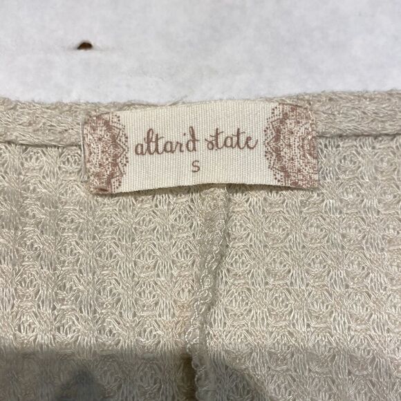altar’d state Waffle Weave Top Blouse Tunic Size Small Cream Beige Lightweight - Picture 7 of 11